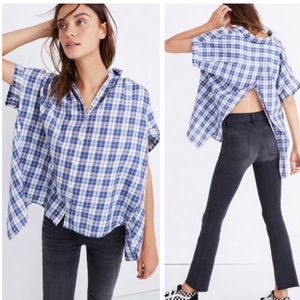 Madewell Open Back Blue Plaid Shirt